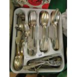 Suite of continental silver plated cutlery etc