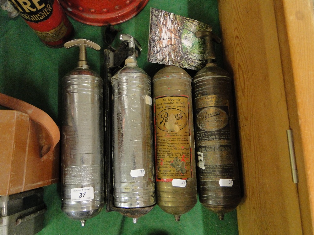 3 Pyrene Vintage fire extinguishers and another, (4).