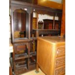 A 19th century open oak plate rack,
length 5'10", height 4', depth 9".