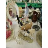 Continental horse and cherub, Beswick owl and other figures.