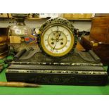 Slate & marble cased 2 train mantel clock