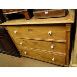 Continental polished pine 3-drawer chest.
