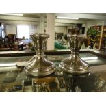Pair of silver squat candlesticks, 925.