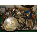 Box with plated trays, cutlery,