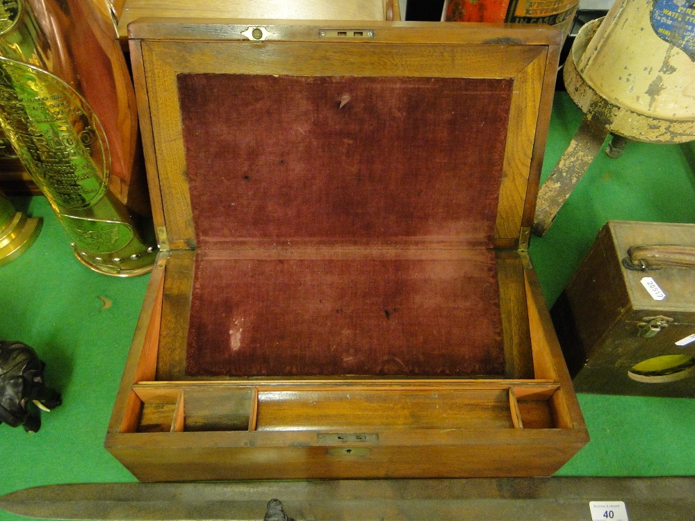 Mahogany writing slope with fitted interior.