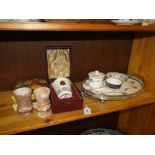 Porcelain tray with plated gallery, box Carltonware butter dishes, Derby bowl, etc.