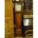 An 18th century fruitwood long case clock, having a painted square dial,