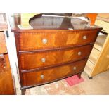 Mahogany bow front 3-drawer chest.