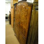 1930s burr walnut arched top 2-door wardrobe.