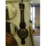 Inlaid mahogany aneroid barometer