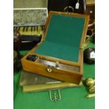 Leather bound Victorian photo album and a mahogany writing slope with fitted interior.