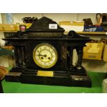 Victorian slate mantel clock with 2 train movement by Aldred & Son,