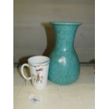 A Foley china 1937 Coronation souvenir mug, 
height 4.1" and a Royal Lancastrian vase.