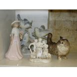 Beswick cat, birds group, etc., (4).