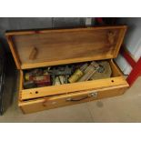 Carpenter's tool box and tools.