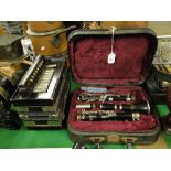 A cased Corton clarinet.