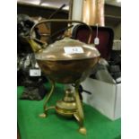 Arts & Crafts copper and brass spirit kettle.