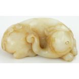 Carved jade elephant
with a monkey on his back, length 3.2".