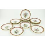 A set of 16 Victorian Worcester dessert plates
painted with sprays of flowers and foliage,