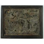 Carved and pierced Chinese panel,
figures, birds and foliage, length 14".