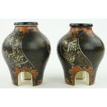 Pair of signed Satsuma vases 
on 3 feet, 5".