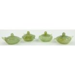4 Chinese carved jade teapots,
length 3.25".