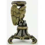 A brass stand in the style of a French Imperial eagle,
with serpentine marble inserts, height 5".