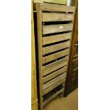 A Vintage pine framed 10 drawer apple pickers rack.