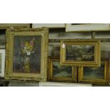 4 various oil paintings, various artists, framed, (4).
