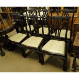A set of 6 mahogany Chippendale design dining chairs.