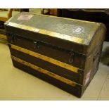 A 19th century dome top trunk with steel bands.