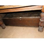 An Antique stained pine rectangular box.
