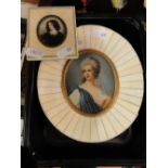 2 ivory framed portrait miniatures.