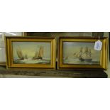 Max Parsons,
pair of small oil on board, sailing ships.