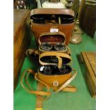 3 cased pairs of binoculars, Yashica Dolland, army and navy.