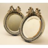 Pair of Italian porcelain table mirrors,