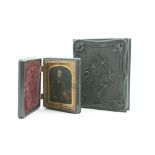 Two Victorian vulcanite cased ambrotype