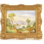 English porcelain Scottish landscape pla