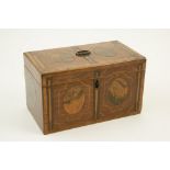 George III mahogany and inlaid tea caddy