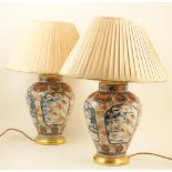 Pair of Japanese Imari table lamps, of b