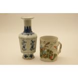Chinese blue and white vase, hexagonal f
