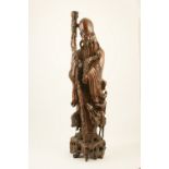 Chinese carved hardwood figure of a Loha