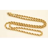 14ct gold rope twist necklace, with barr