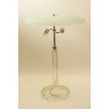 Modernist cut glass table lamp, wide sau
