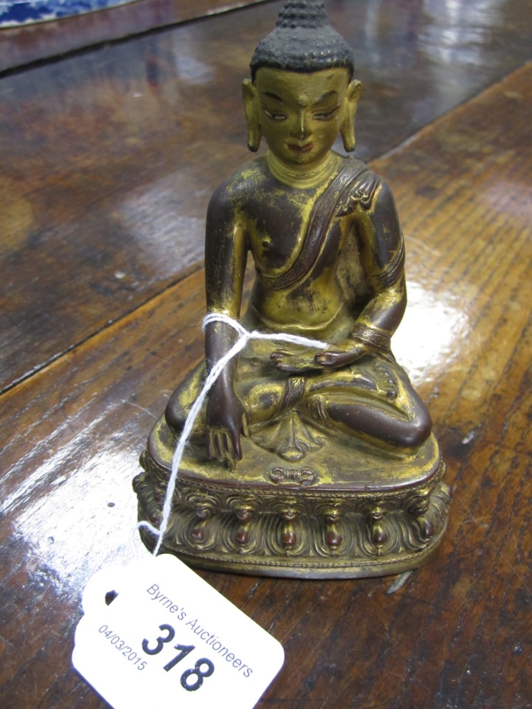 Tibetan gilt metal Buddha, early 20th Ce - Image 2 of 7