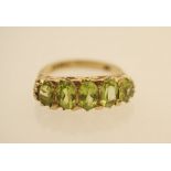 9ct gold peridot cluster ring, set with