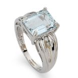 Aquamarine and diamond dress ring in 14c