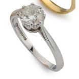 Diamond solitaire ring, in 18ct white go