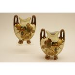 Pair of French porcelain vases, circa 1900-20, modelled in the Japonesque style,