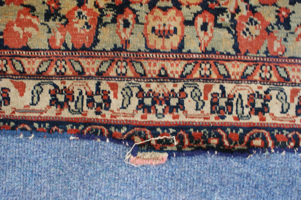 Hamadan woollen carpet, central red medallion against a yellow-fawn ground, - Image 6 of 8